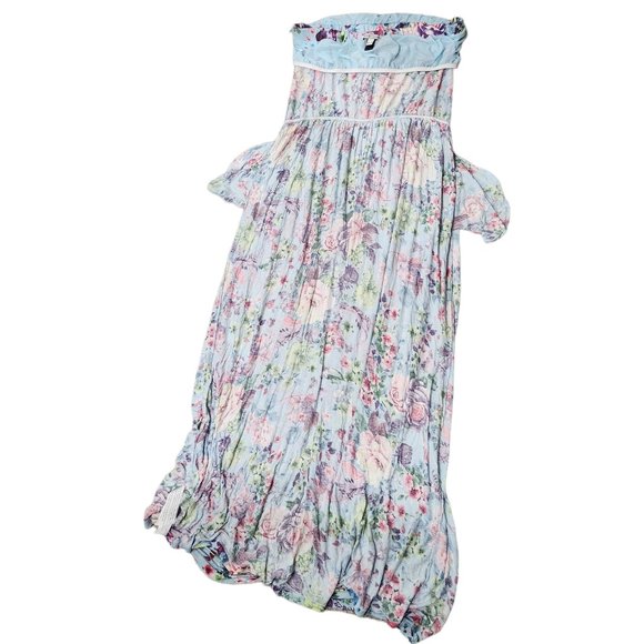 Mango Summer Women's Floral Print Off Shoulder Maxi Pockets Dress XL - Picture 5 of 7